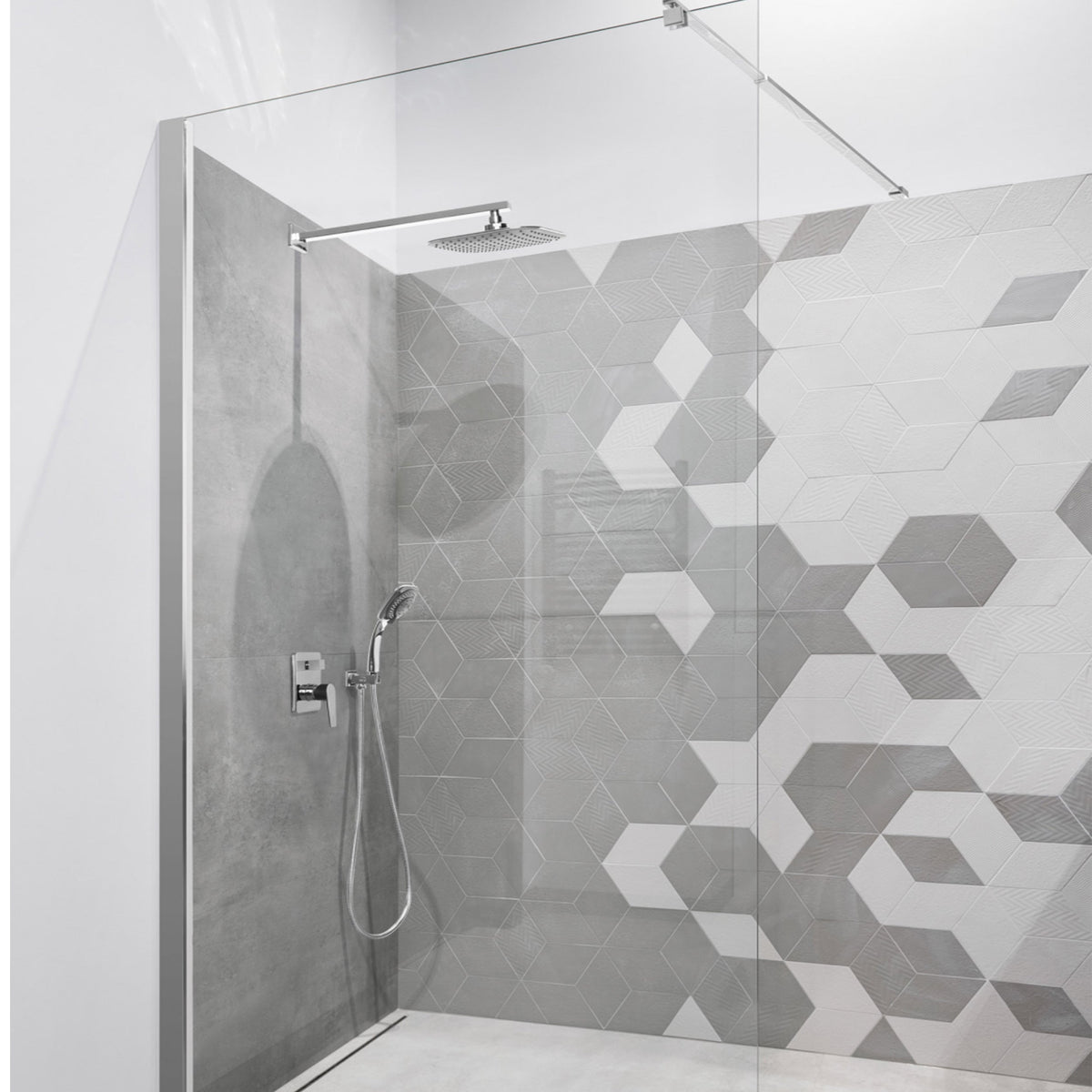 Paravan duș Walk-In 100x195 cm, sticlă securizată 8 mm, transparentă, profil metalic rezistent