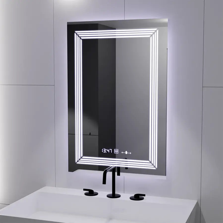 Obdĺžnikové LED zrkadlo 60x80cm Venezia, Senzor pohybu MotionGlow, Odmrazovanie, Hodiny & Termometer, Stmívateľné, Teplé/Neutrálne/Chladné svetlo 3000K/4000K/6000K, imaginea 7