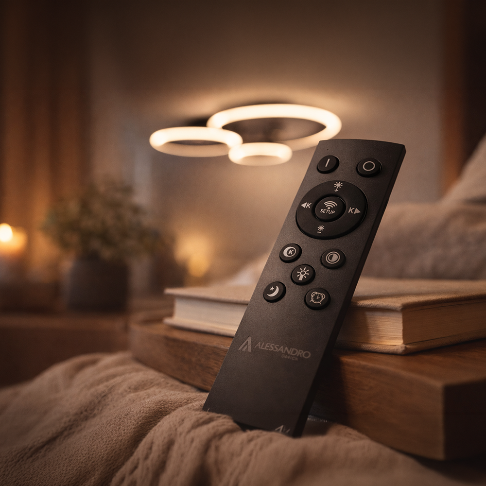 LED luster s diaľkovým ovládačom BETTY 40 W, 3 kruhy, studené/cieple/neuterálne svetlo, dimovateľný, čierny, imaginea 3