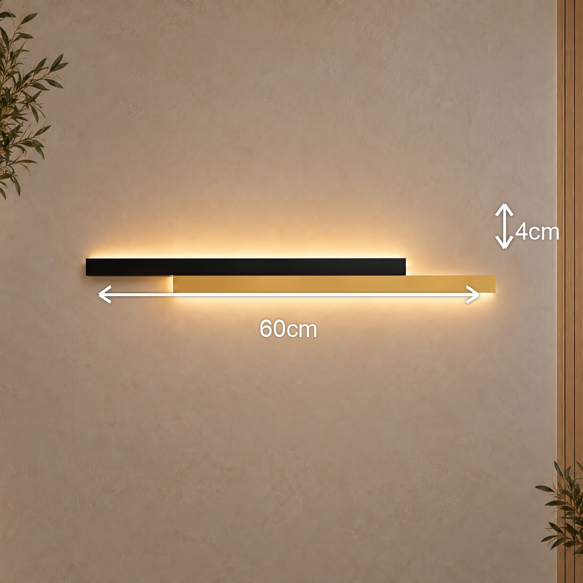 Aplica LED LINIUS 29W, 2 Elemente, Liniara, Lumina Calda/Neutra/Rece, Auriu Negru, imaginea 4