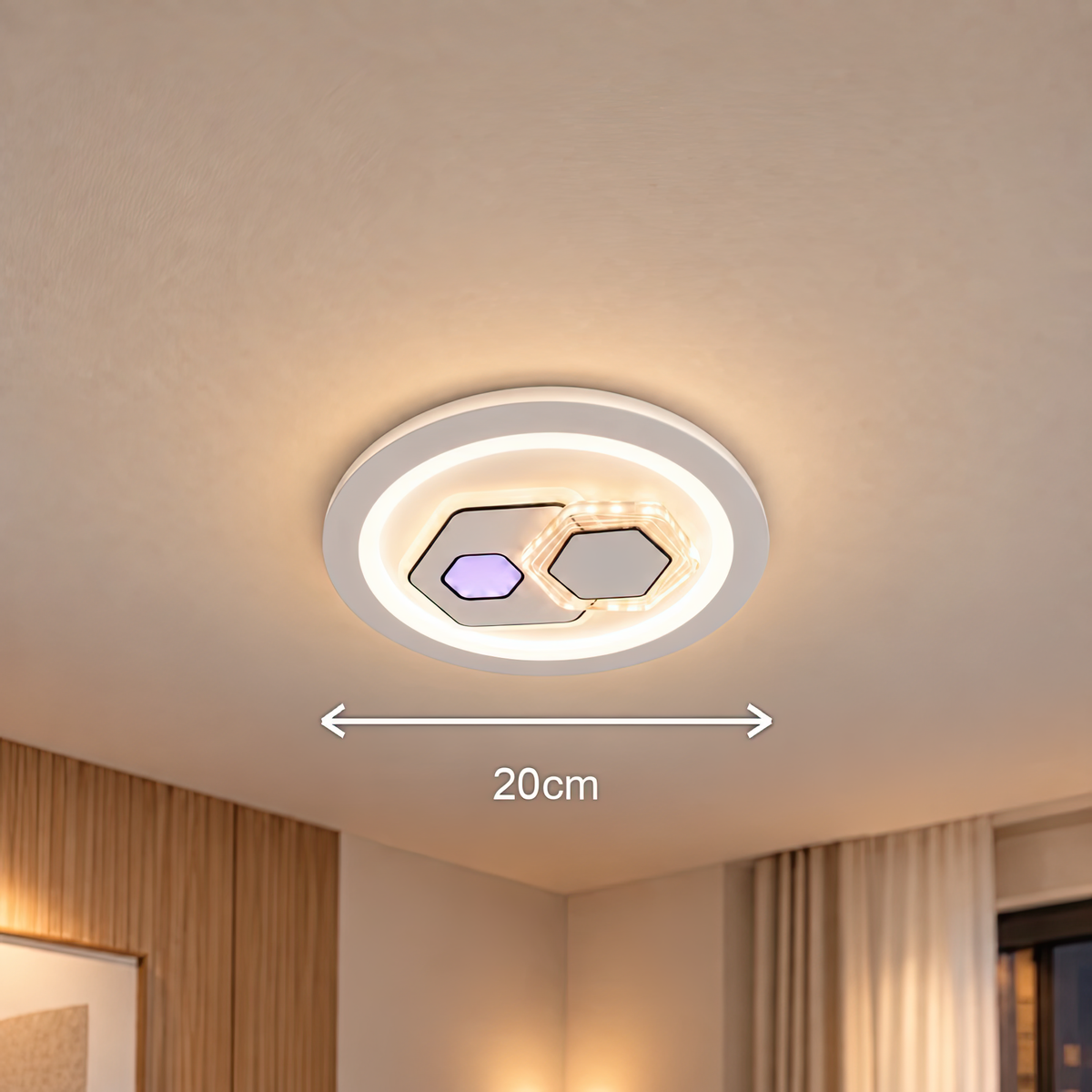 Lustra LED KATHLEEN RGB 16W, lumina Calda/Neutra, Alb, imaginea 3
