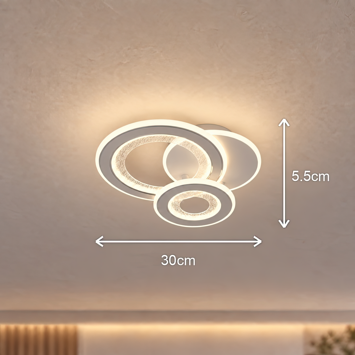 LED luster 53 W, 3 kruhy, studené/teplé/neuterálne svetlo, biela farba, imaginea 4