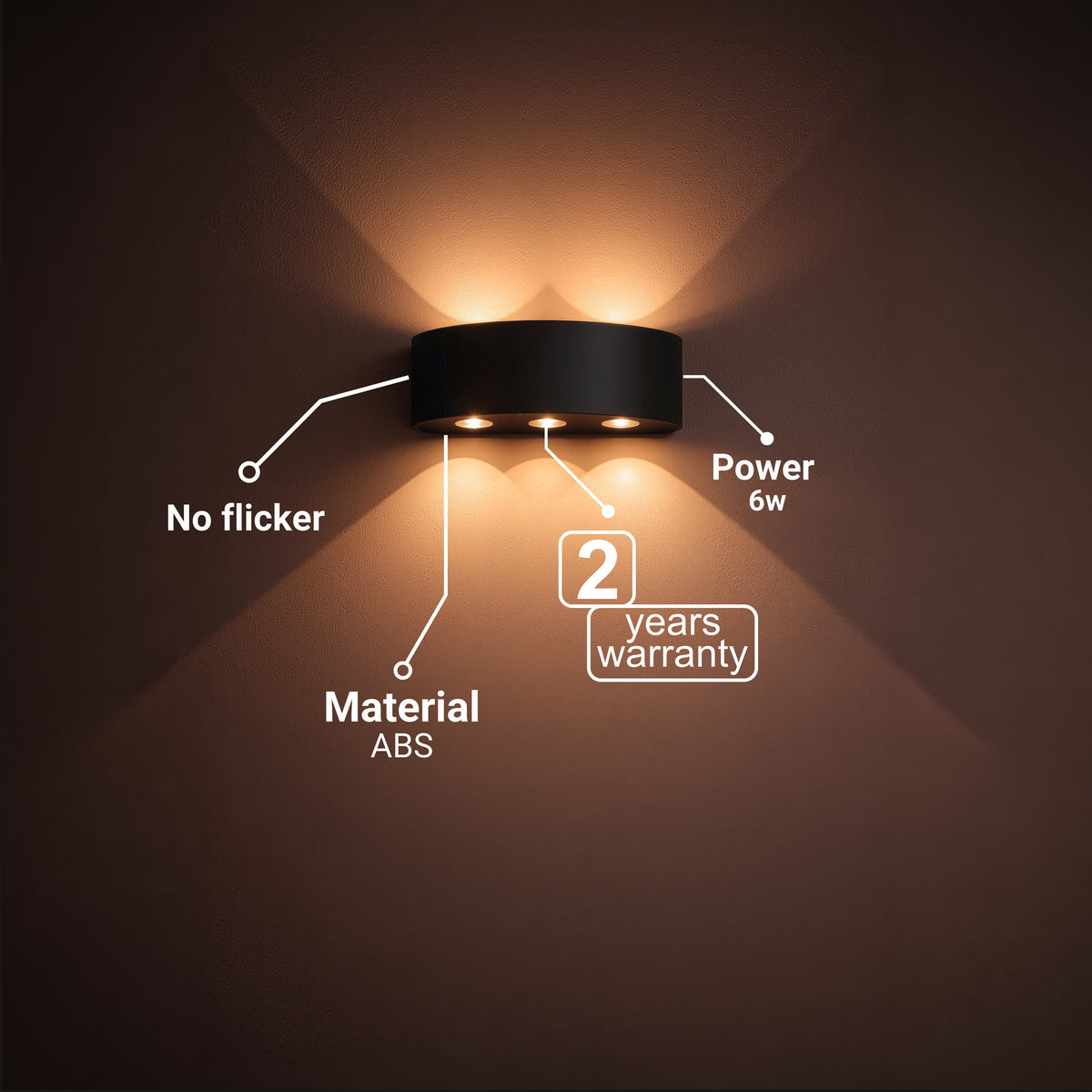 Aplica LED Exterior Ellis, 6W, 6 Surse de lumina, Lumina Calda, Negru, imaginea 5