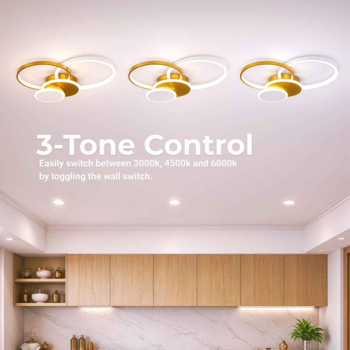 LED luster s diaľkovým ovládačom KILLIAN 80W, 4 kruhy, studené/teplé/neutrálne svetlo, stmívateľný, zlatý, imaginea 5
