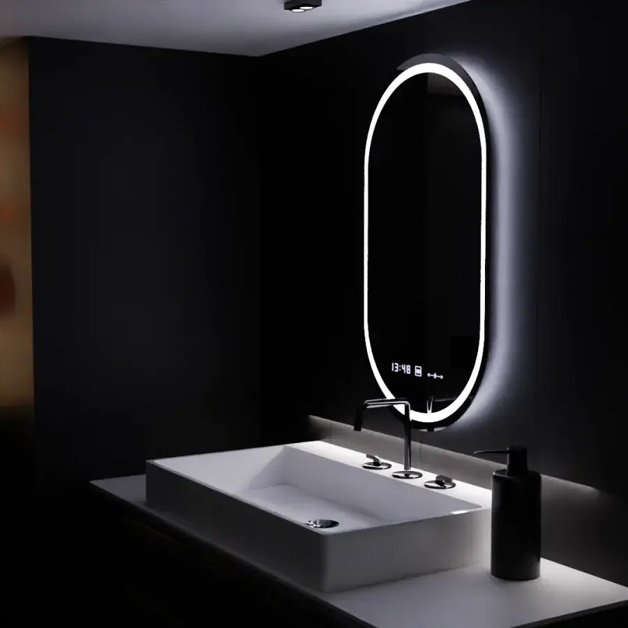Oglinda LED Ovala, 60x80cm, Eminence MotionGlow Marcello, Sistem Dezaburire, Ceas & Termometru, Dimabila