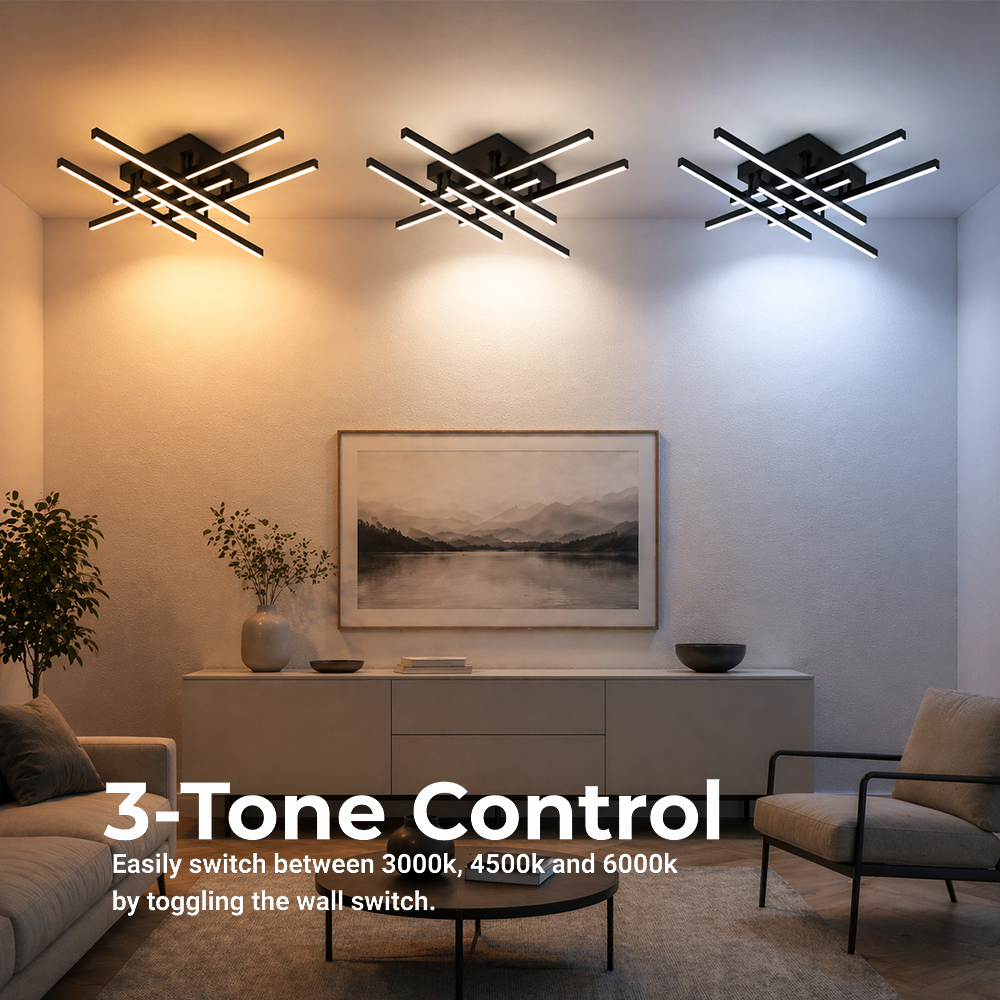 LED lustr s diaľkovým ovládačom LINEX, 81 W, 6 svetelných zdrojov, lineárny, studené/teplé/neuterálne svetlo, dimovateľný, čierny, imaginea 9