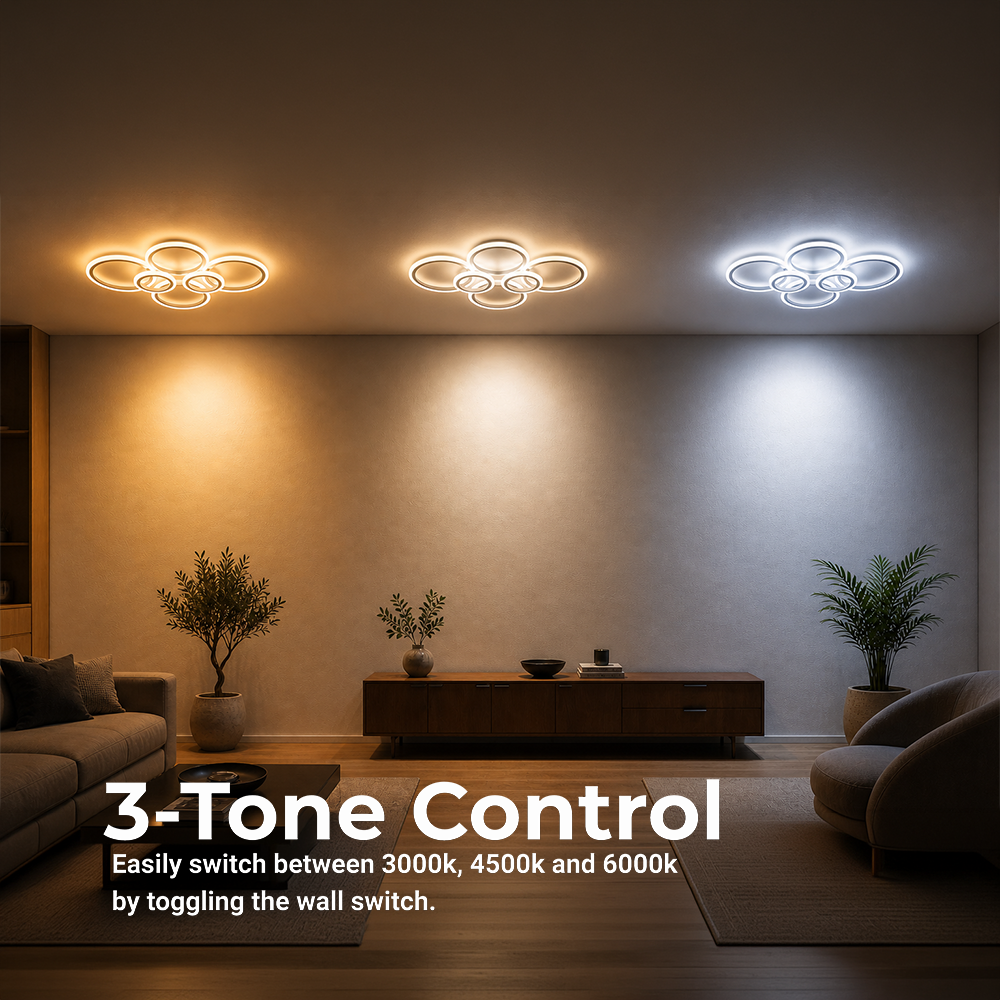 Lustra LED cu telecomanda BETTY 82W, 6 Cercuri, lumina Rece/Calda/Neutra, Dimabila, Alb, imaginea 4