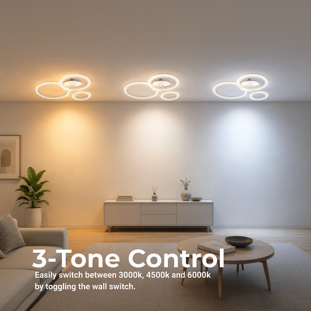 Lustra LED cu telecomanda BETTY 40W, 3 Cercuri, lumina Rece/Calda/Neutra, Dimabila, Alb, Metal si Acril, imaginea 5