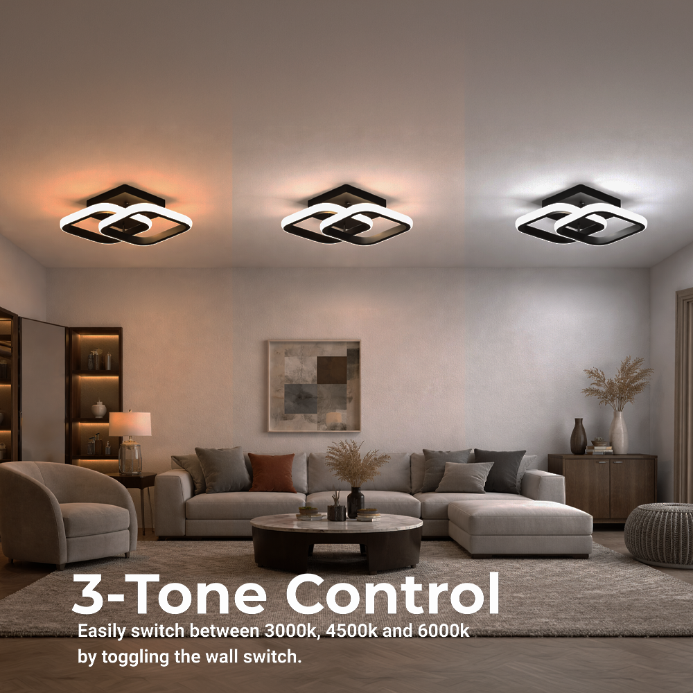 LED luster VERTEX Matrix Prekrývajúce sa romby, Kovové rámy, 48 W, 2 romby, Chladné/Teplé/Neutrálne svetlo 3000 K/4000 K/6000 K, Čierny, Kov a Silikón, imaginea 2
