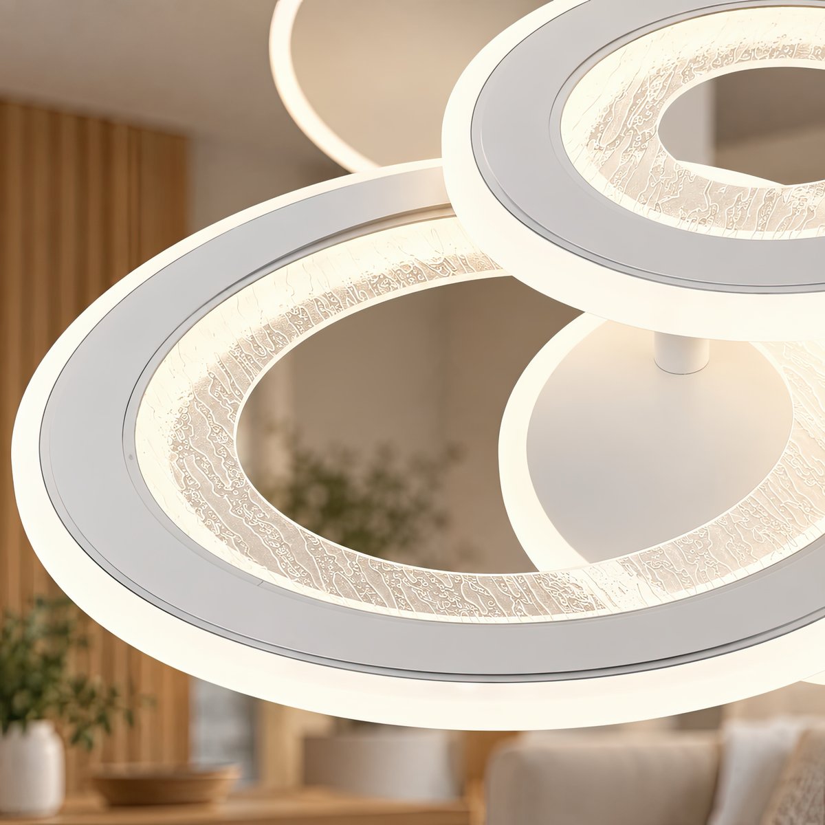 LED luster 53 W, 3 kruhy, studené/teplé/neuterálne svetlo, biela farba, imaginea 2