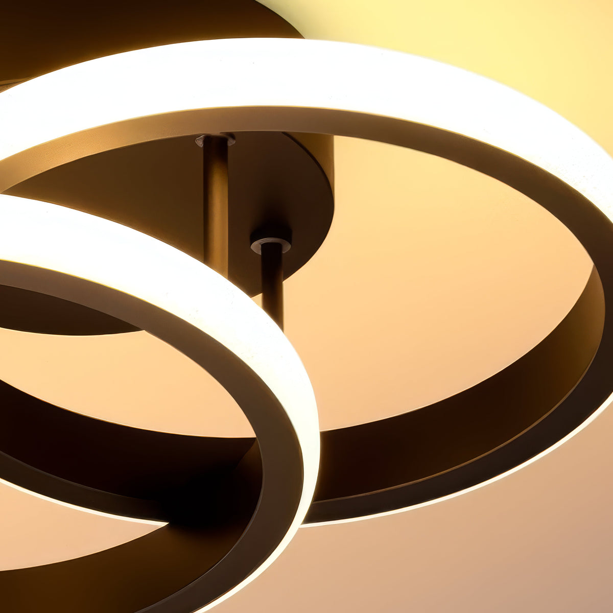 Lustra LED VERTEX CIRCULA 21W, 2 Cercuri, Rame Metalice, lLumina Rece/Calda/Neutra 3000K/4000K/6000K, Negru, Metal, imaginea 4