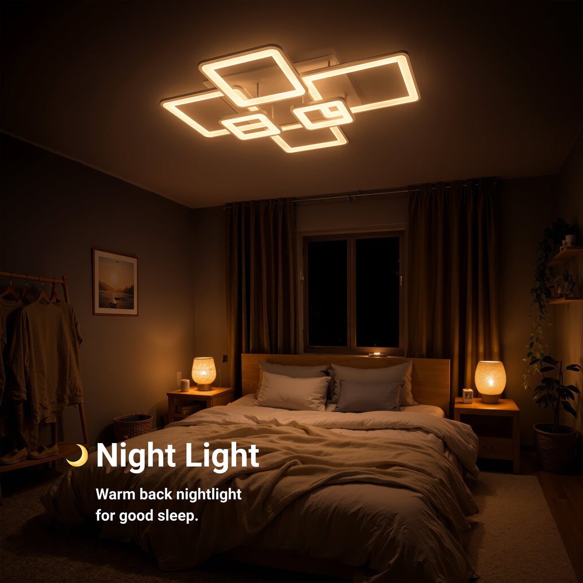 LED luster s diaľkovým ovládačom ELLA 119W, 6 štvorcov, studené/teplé/neuterálne svetlo, stmívateľný, biely, kov a akryl, imaginea 4