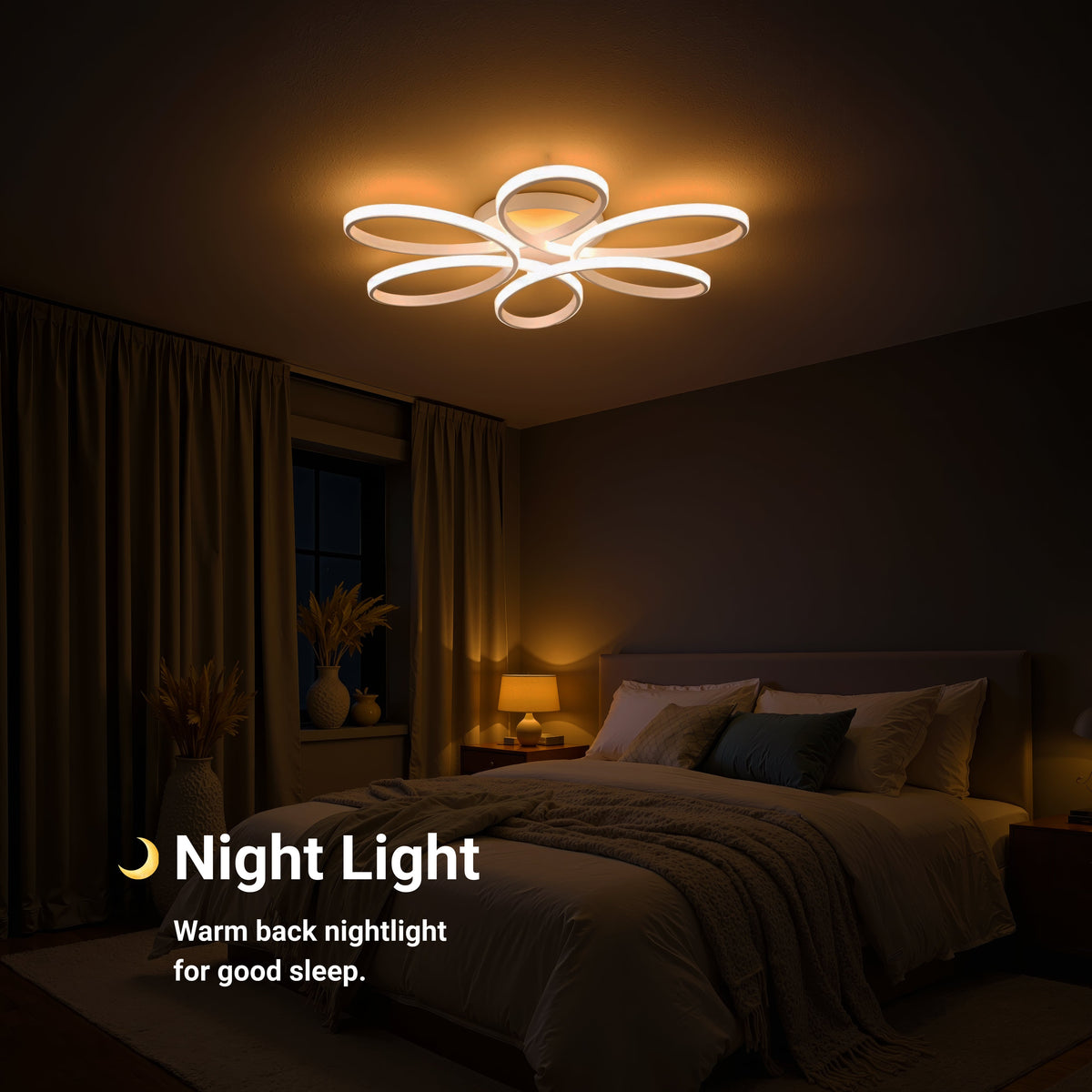 ELIZA LED Chandelier with Remote Control, 63W, Cool/Warm/Neutral Light, Dimmable, White, imaginea 7
