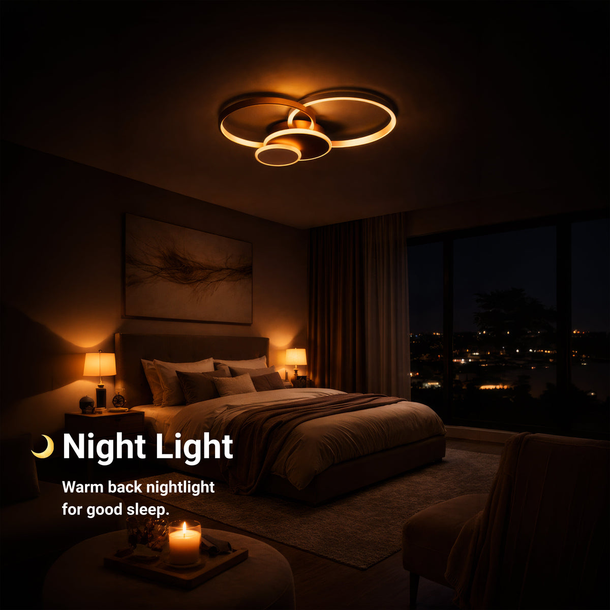 LED luster s diaľkovým ovládačom KILLIAN 80W, 4 kruhy, studené/teplé/neutrálne svetlo, stmívateľný, zlatý, imaginea 6