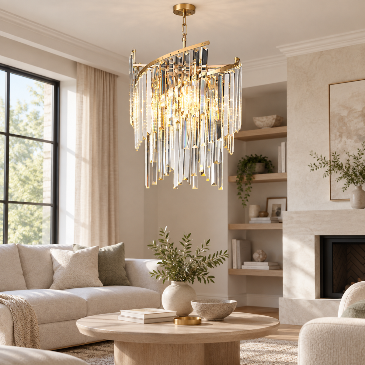 Candelabru Cristal TWEEZE Nobile, 6xE14, D40 cm, Auriu, Metal si Cristal