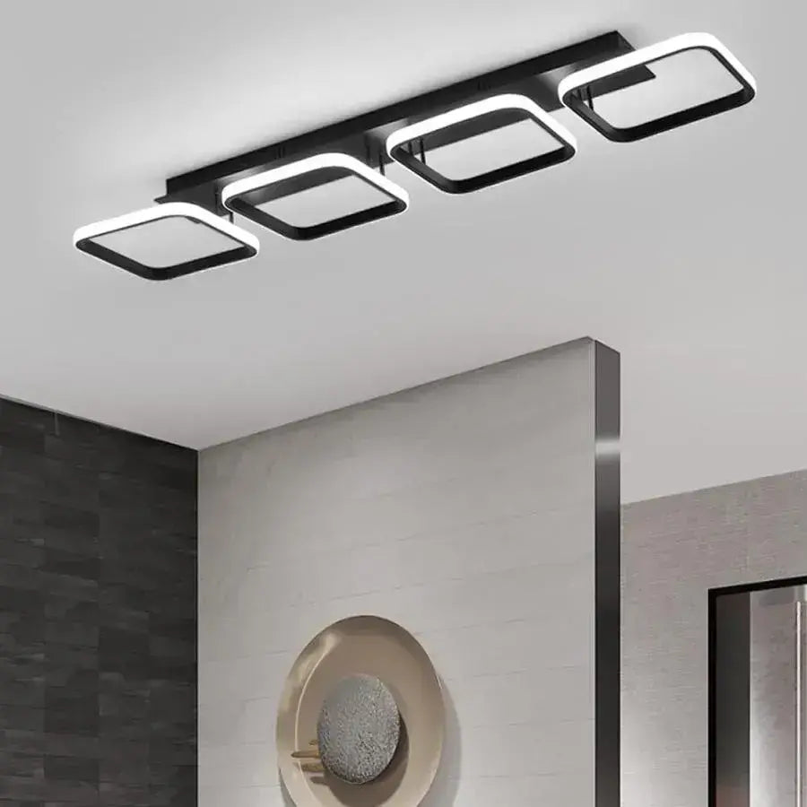 LED luster VERTEX 45W, 4 štvorce, Lineárny, studené/Teplé/Neutrálne svetlo, Čierny, imaginea 5