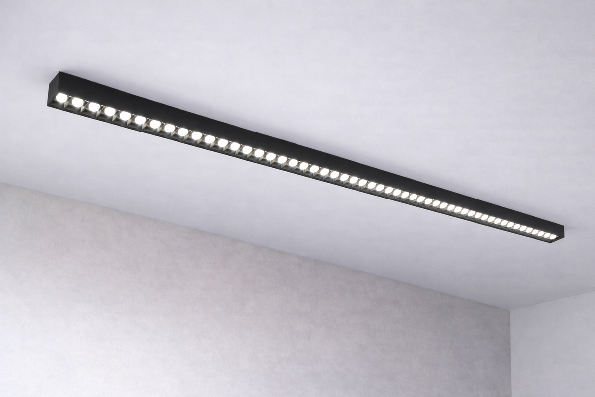 Proiector LED Liniar Aplicat Grilă 48W, Lumina Neutra 4000k, 45 surse, 1.2 metri