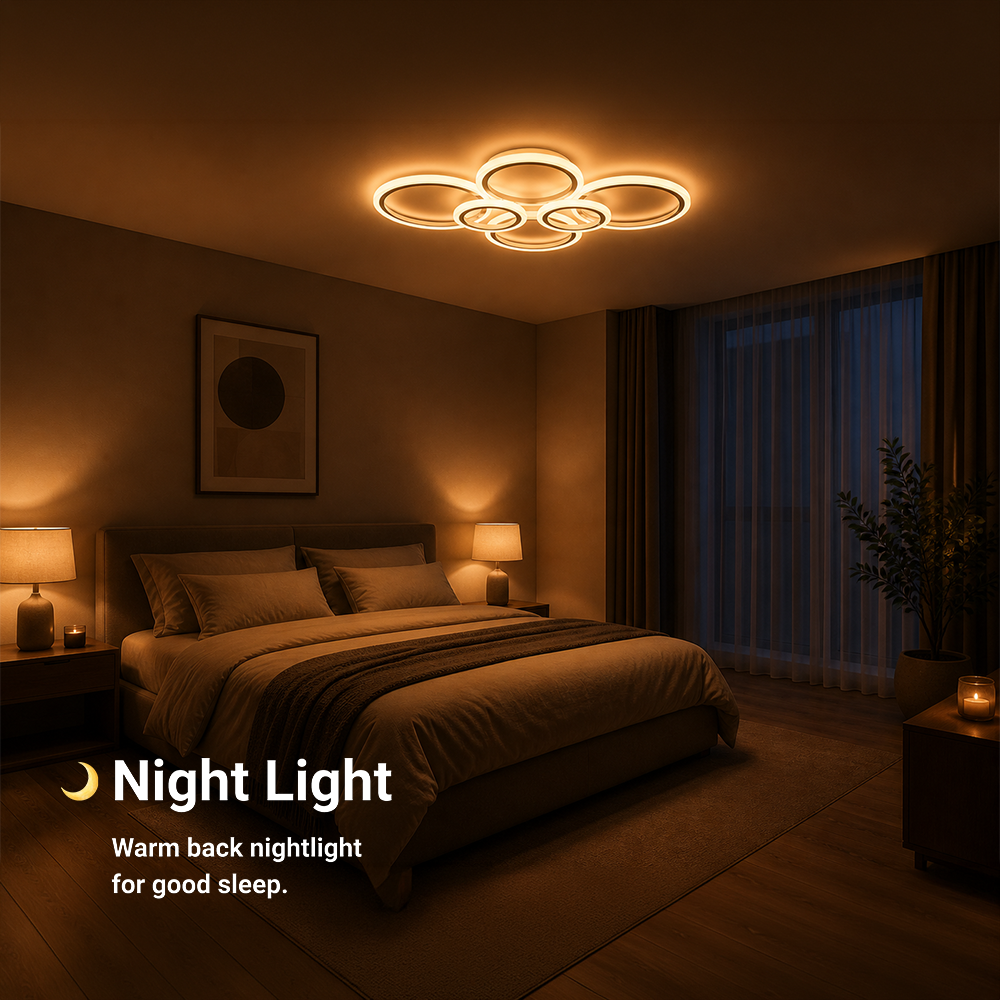 Lustra LED cu telecomanda BETTY 82W, 6 Cercuri, lumina Rece/Calda/Neutra, Dimabila, Alb, imaginea 5