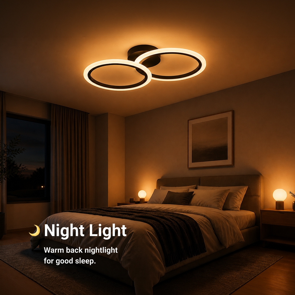 Lustra LED cu telecomanda BETTY 27W, 2 Cercuri, lumina Rece/Calda/Neutra, Dimabila, Negru, imaginea 5