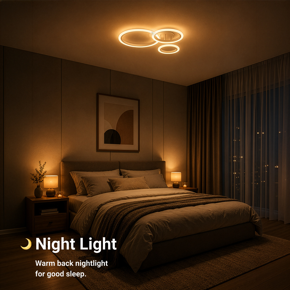 Lustra LED cu telecomanda BETTY 40W, 3 Cercuri, lumina Rece/Calda/Neutra, Dimabila, Alb, Metal si Acril, imaginea 6