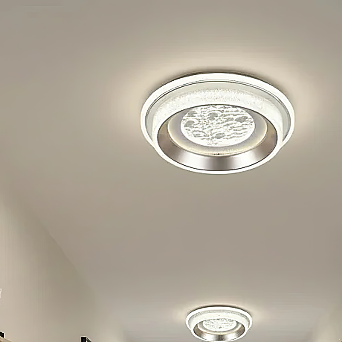 Lustra LED KALESO Petito, 37W, Diametru 24.5cm, Lumina Calda/Neutra/Rece, Alb, Metal si Cristal
