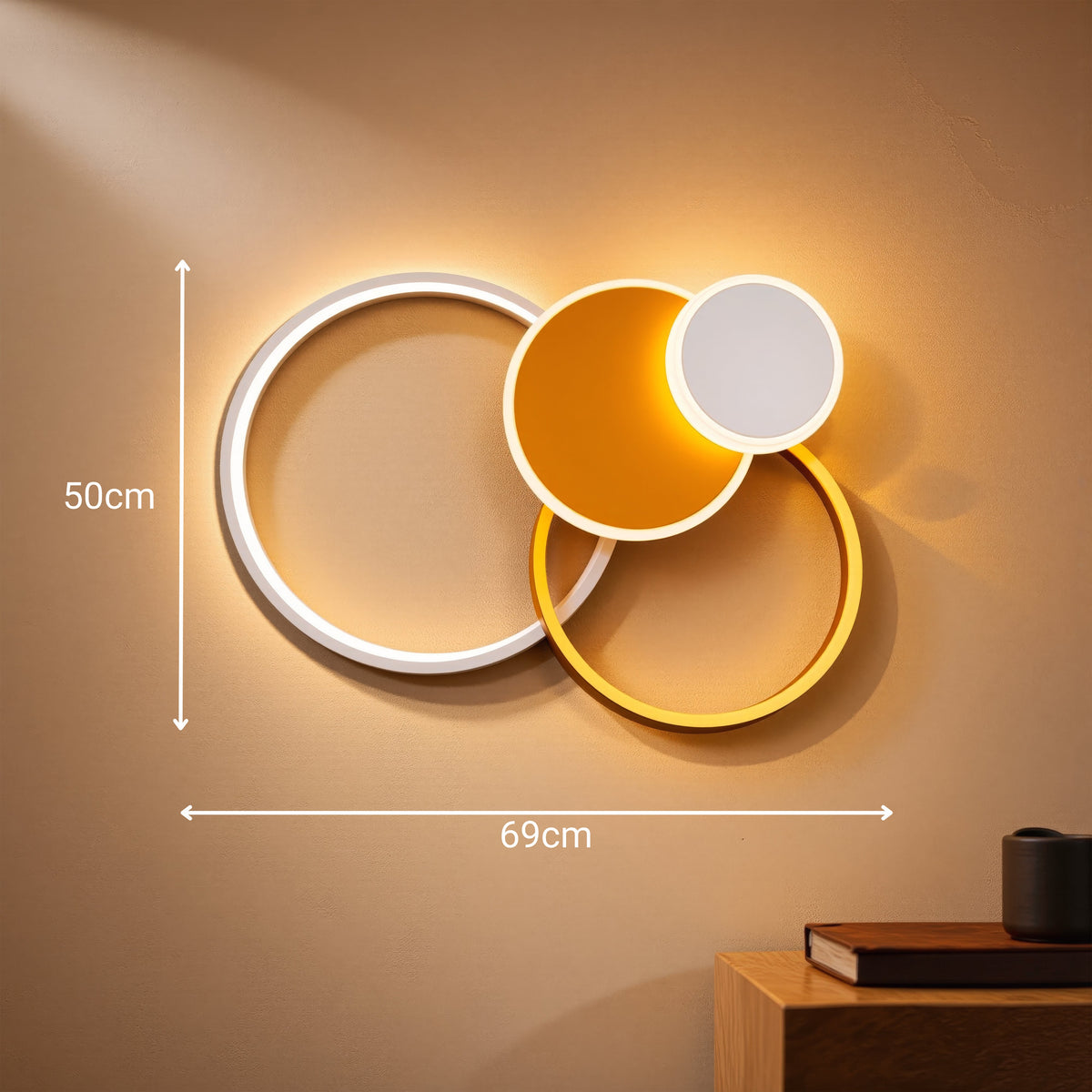 LED luster s diaľkovým ovládačom KILLIAN 80W, 4 kruhy, studené/teplé/neutrálne svetlo, stmívateľný, zlatý, imaginea 8