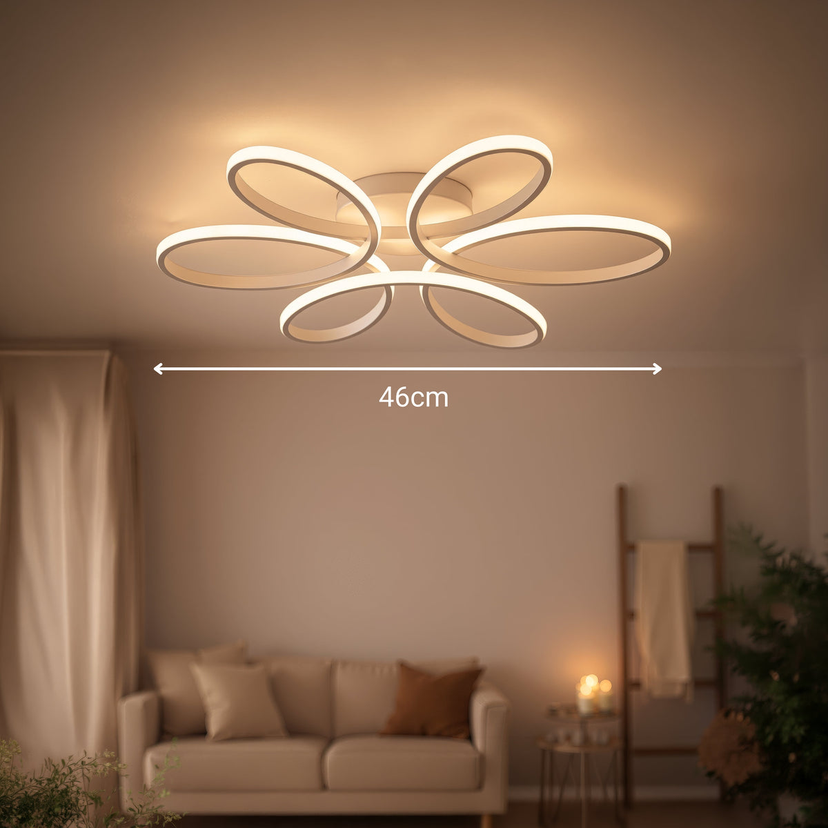 ELIZA LED Chandelier with Remote Control, 63W, Cool/Warm/Neutral Light, Dimmable, White, imaginea 2
