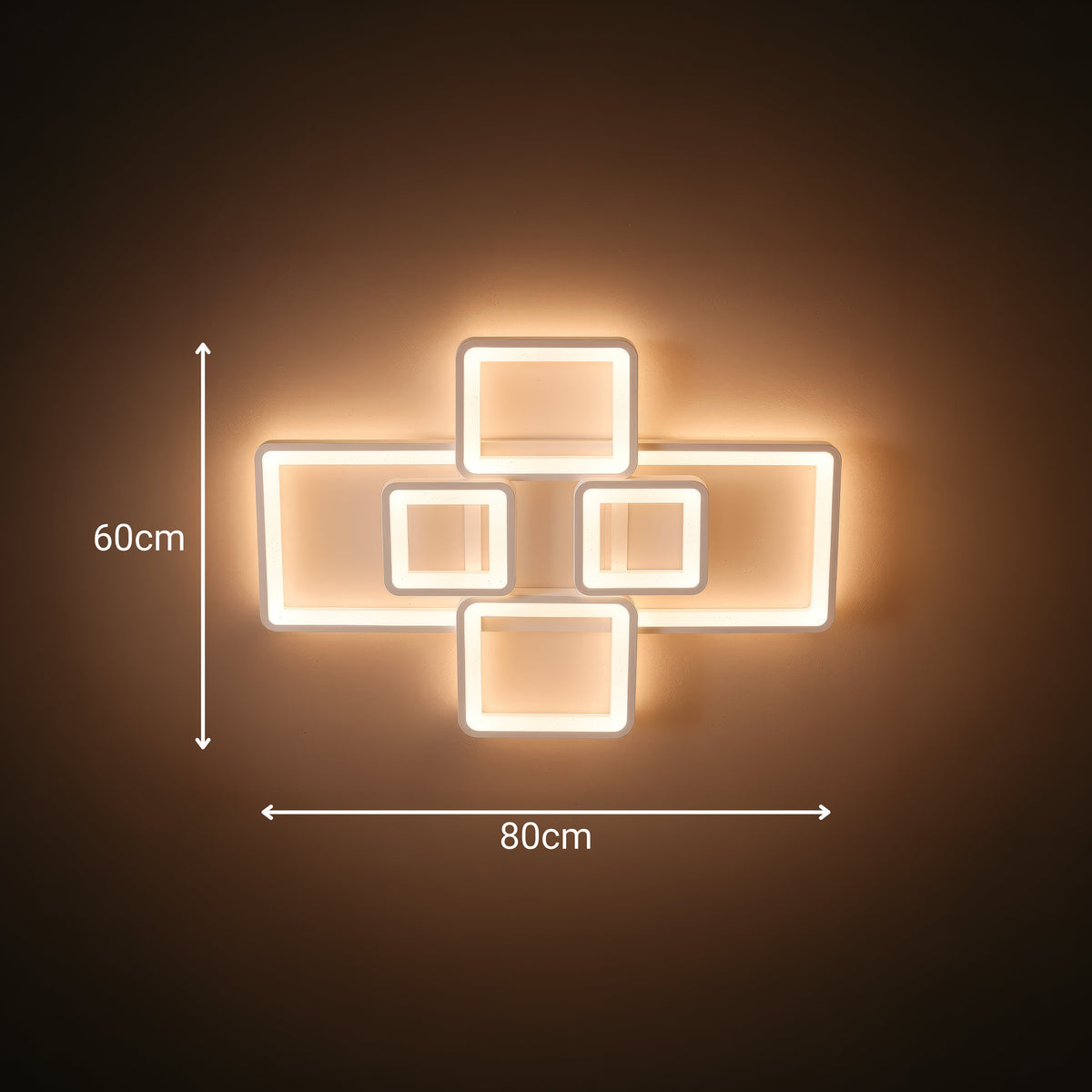 LED luster s diaľkovým ovládačom ELLA 119W, 6 štvorcov, studené/teplé/neuterálne svetlo, stmívateľný, biely, kov a akryl, imaginea 14