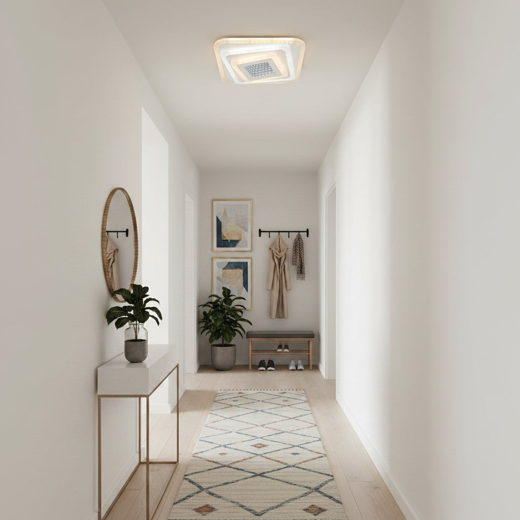 NEXA 3D 46W LED Chandelier, Square, Cool/Warm/Neutral Light, White, imaginea 4