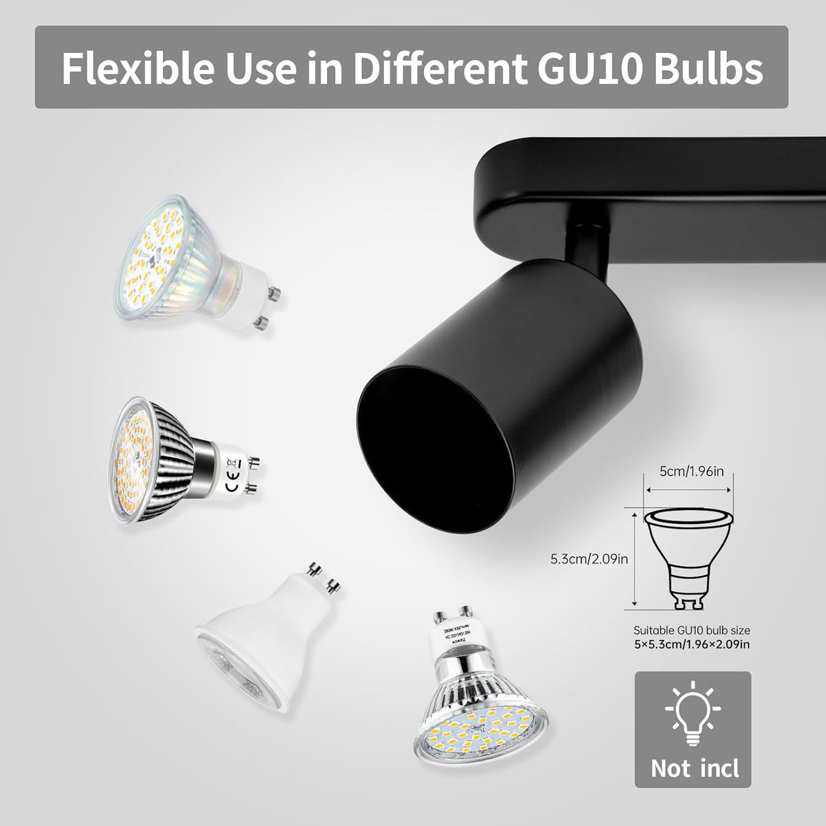 Lustra Clasica Moderna, Joom cu Proiector Liniar, 4XGU10, Metal, Negru, Becuri Neincluse