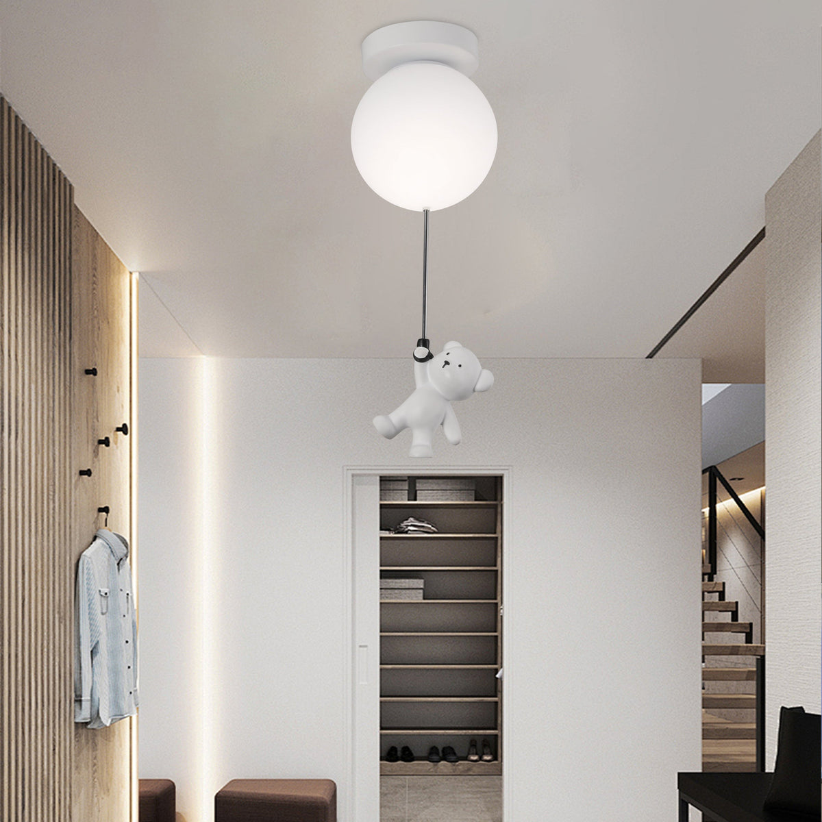 Lustra LED URSULETI Glob 20cm, Inaltime 52cm, 1xE27, Suspendata