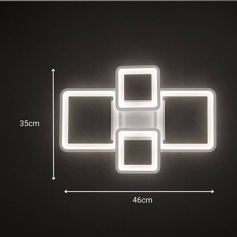 Lustra LED cu telecomanda ELLA 67W, 4 Patrate, lumina Rece/Calda/Neutra, Dimabila, Alb, Metal si Acril, imaginea 12