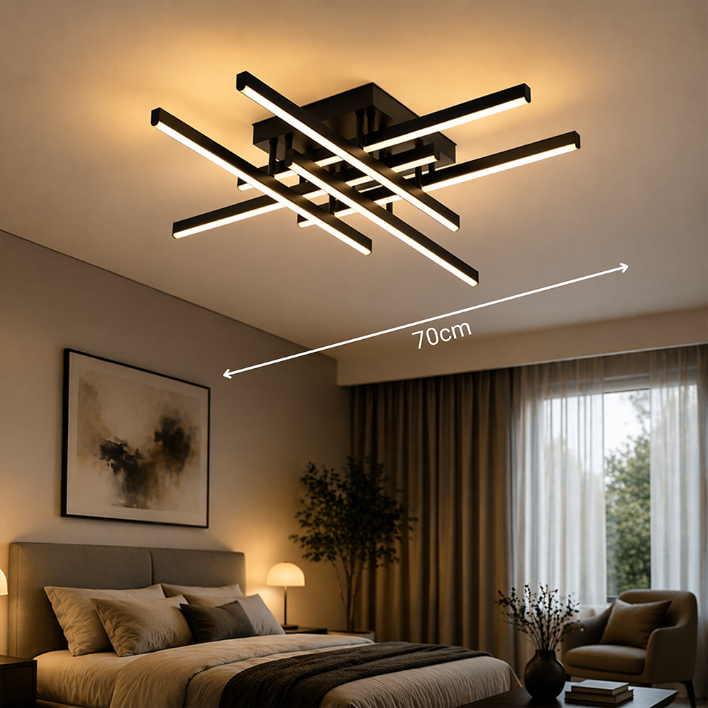 LED lustr s diaľkovým ovládačom LINEX, 81 W, 6 svetelných zdrojov, lineárny, studené/teplé/neuterálne svetlo, dimovateľný, čierny, imaginea 10