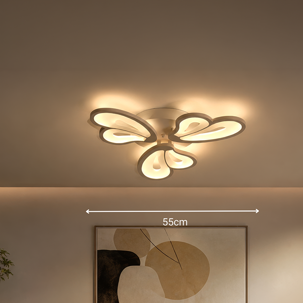 LED luster s diaľkovým ovládačom BLOSSOM 40W, 3 lístky, studené/teplé/neuterálne svetlo, dimovateľný, biela farba, imaginea 11
