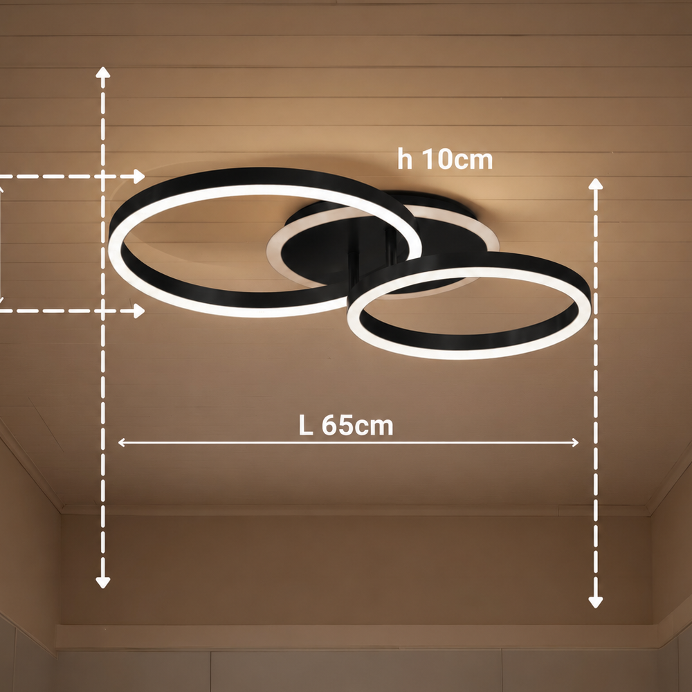 Lustra LED cu telecomanda RINOVA 66W, 2 Cercuri, lumina Rece/Calda/Neutra, Dimabila, Negru, imaginea 7
