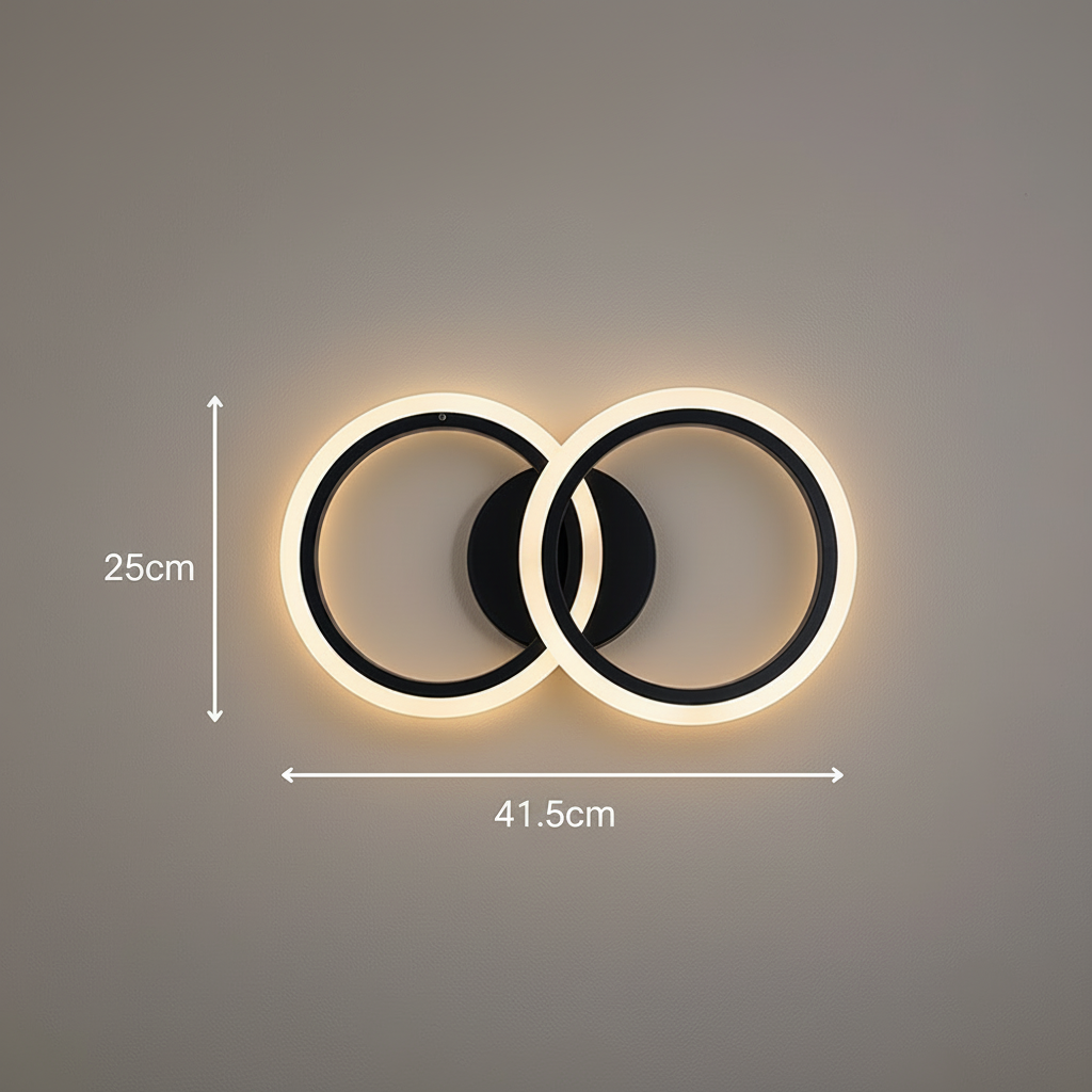 BETTY 27W LED Chandelier with Remote Control, 2 Rings, Cool/Warm/Neutral Light, Dimmable, Black, imaginea 7