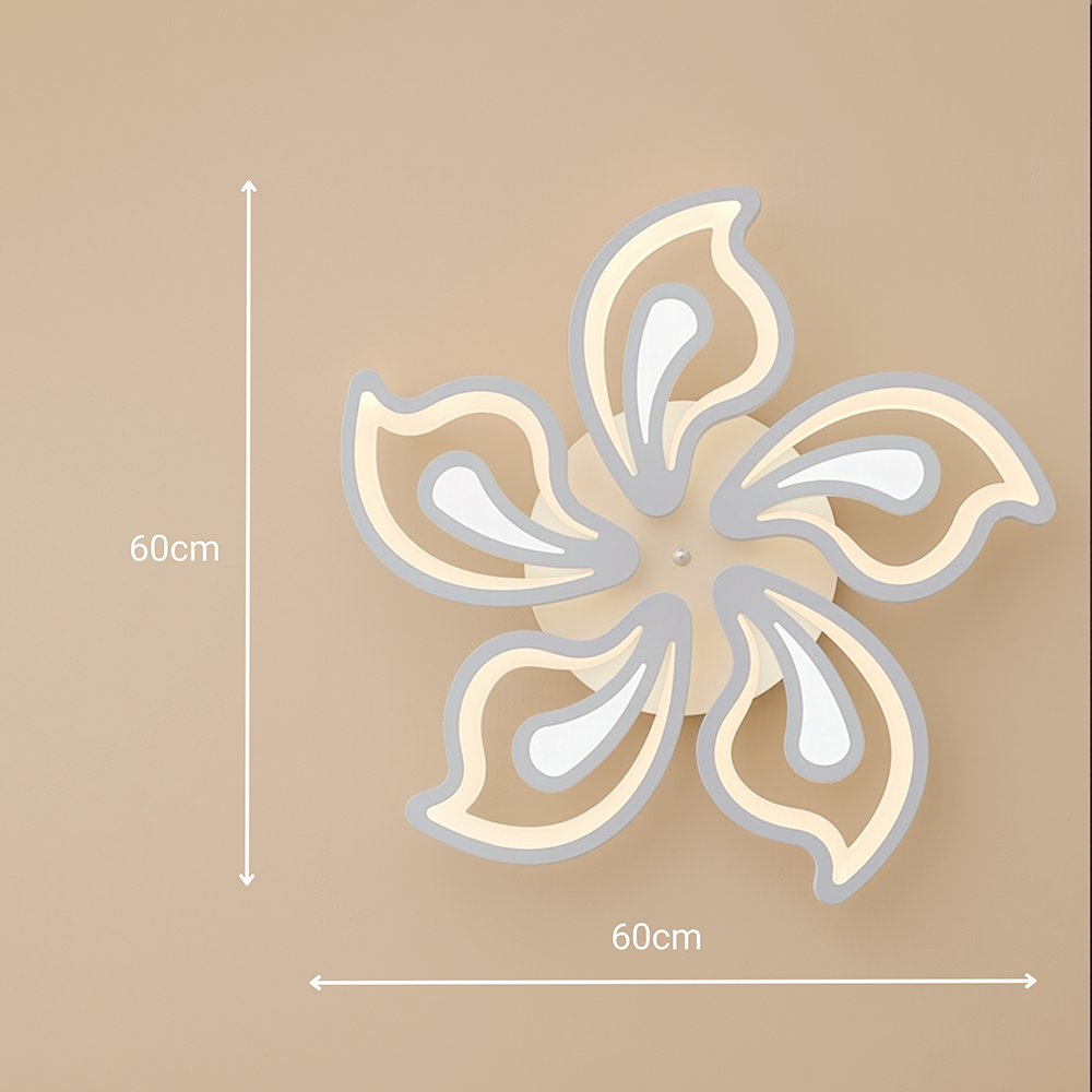 GLORIOSA 95W LED Chandelier with Remote Control, 5 Petals, Cool/Warm/Neutral Light, Dimmable, White, imaginea 7