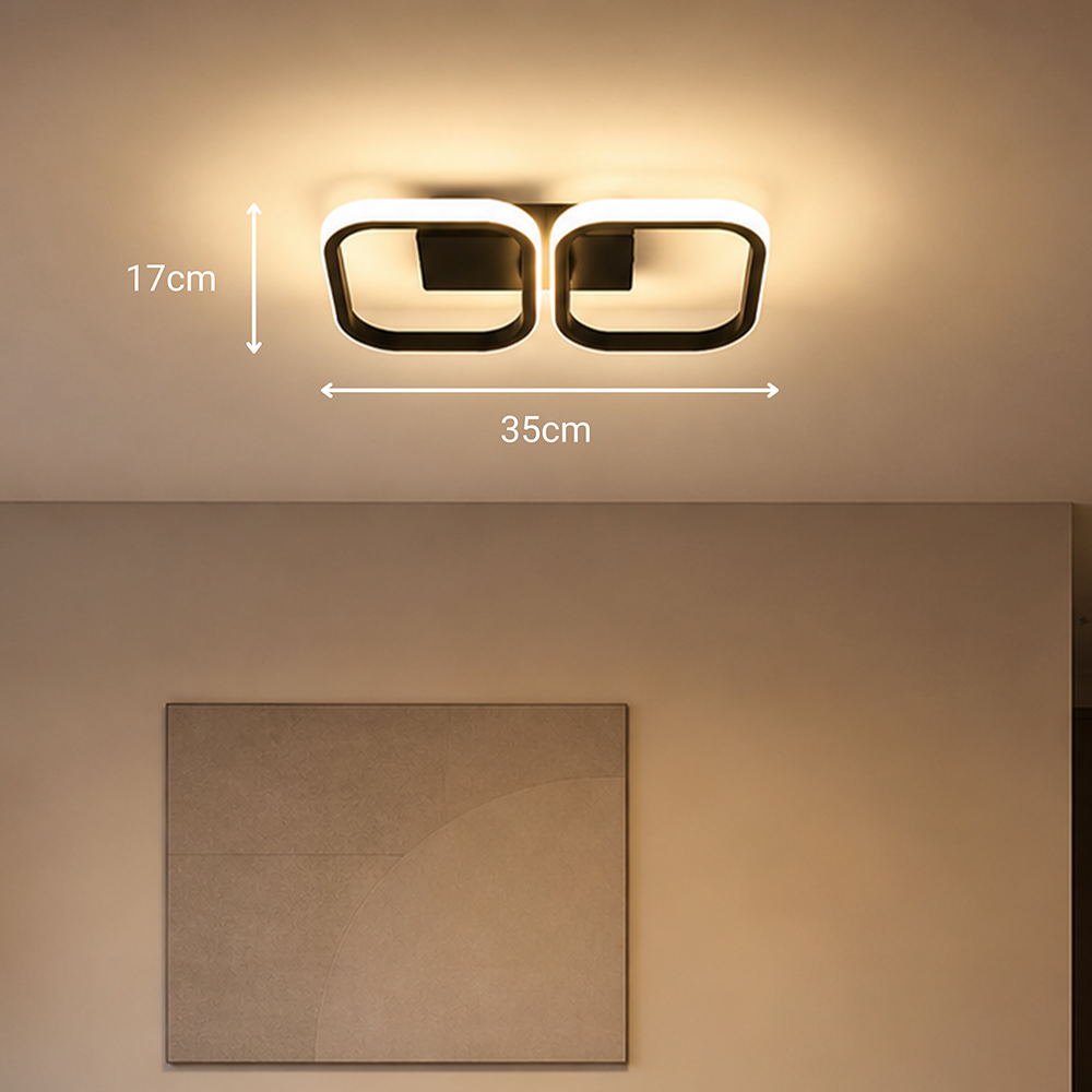 LED Chandelier VERTEX 21W, 2 Squares, Linear, Cool/Warm/Neutral Light, Black, imaginea 4