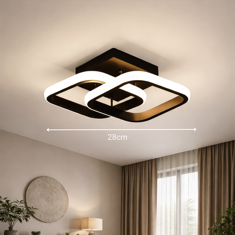 LED Chandelier VERTEX Matrix Overlapping Diamonds, Metal Frames, 48W, 2 Diamonds, Cool/Warm/Neutral Light 3000K/4000K/6000K, Black, Metal and Silicone, imaginea 9