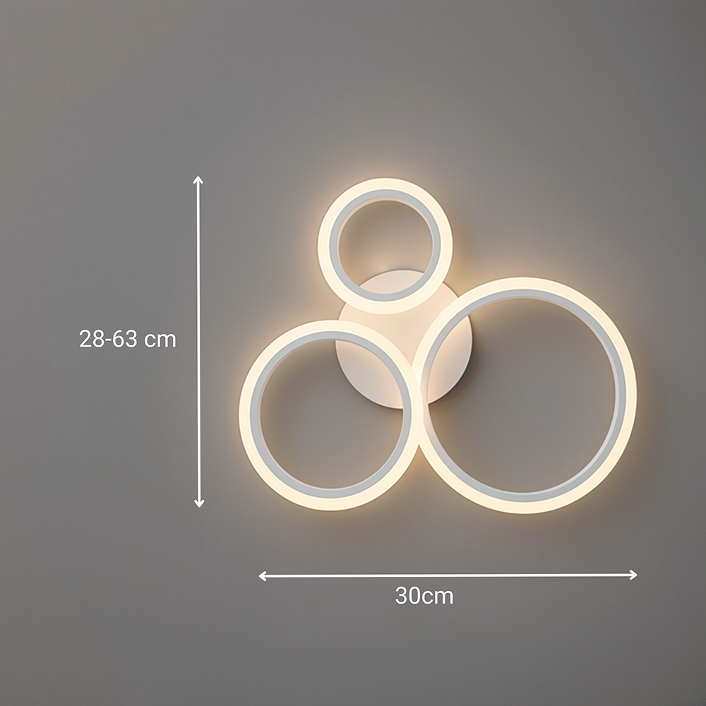 Lustra LED cu telecomanda BETTY 40W, 3 Cercuri, lumina Rece/Calda/Neutra, Dimabila, Alb, Metal si Acril, imaginea 7