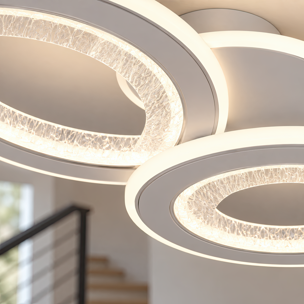LED luster 53 W, 3 kruhy, studené/teplé/neuterálne svetlo, biela farba, imaginea 6