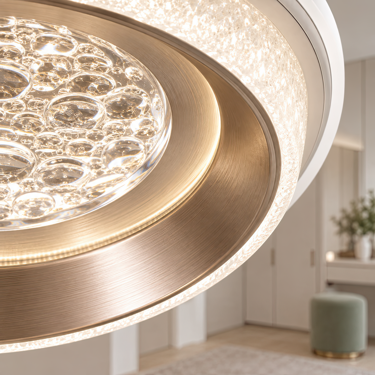 Lustra LED KALESO Petito, 37W, Diametru 24.5cm, Lumina Calda/Neutra/Rece, Alb, Metal si Cristal