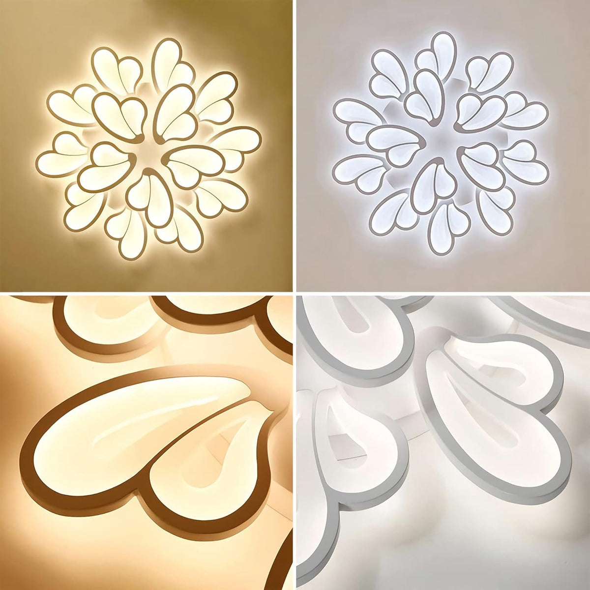 Lustra LED cu telecomanda BLOSSOM 146W, 12 Petale, lumina Rece/Calda/Neutra 3000k/4000k/6000k, Dimabila, Alb
