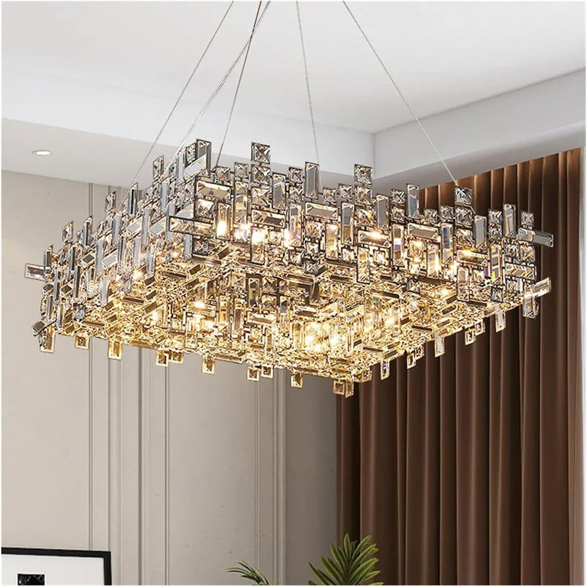 Candelabru Cristal NEXORA Eleganza, 10xE14, Diametru 50cm, Auriu Lucios, Inaltime Reglabila, Design Elegant