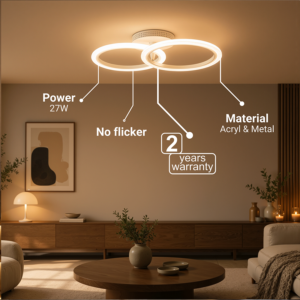 LED luster s diaľkovým ovládačom BETTY 27 W, 2 kruhy, studené/teplé/neuterálne svetlo, stm dimovateľný, biely, imaginea 8
