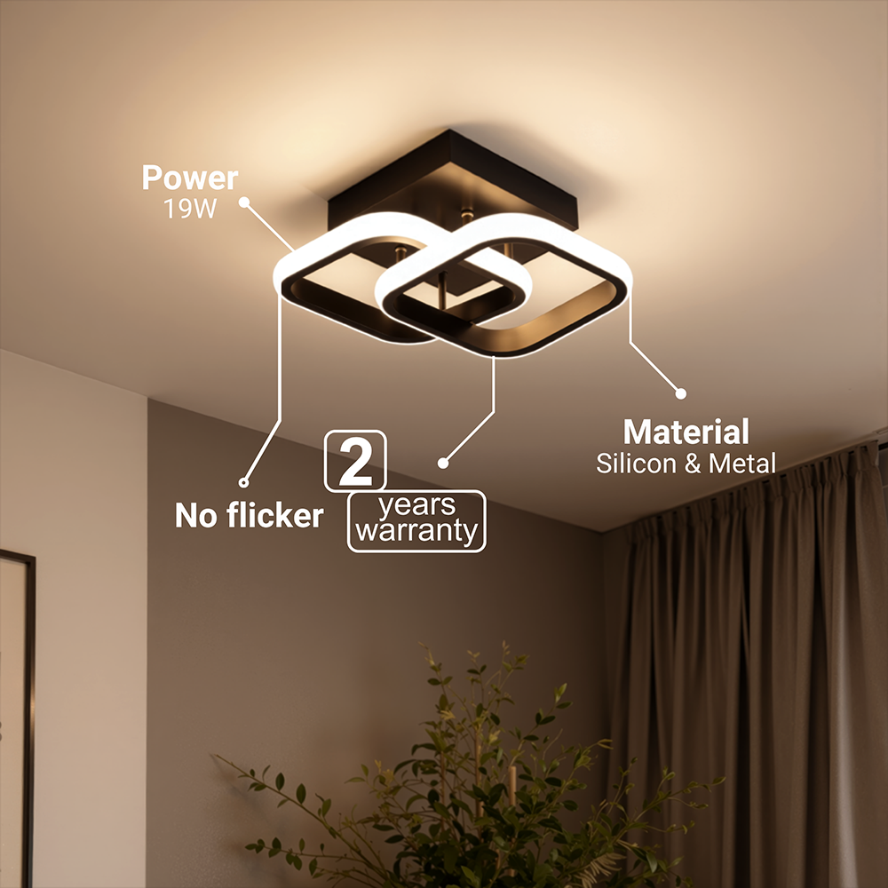 LED luster VERTEX Matrix Prekrývajúce sa romby, Kovové rámy, 48 W, 2 romby, Chladné/Teplé/Neutrálne svetlo 3000 K/4000 K/6000 K, Čierny, Kov a Silikón, imaginea 3