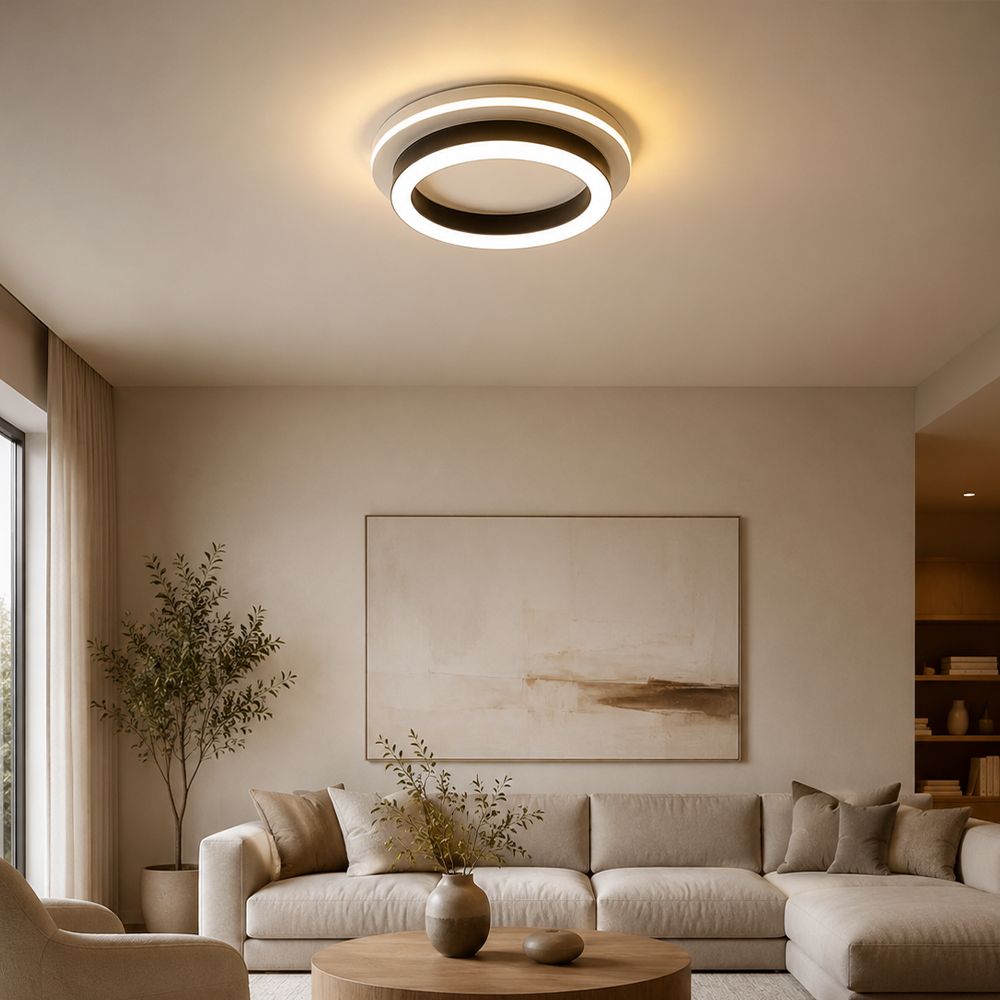 Lustra LED MODERNA 25W, Diametru 20cm, Rotunda, lumina Rece/Calda/Neutra, Negru, imaginea 4