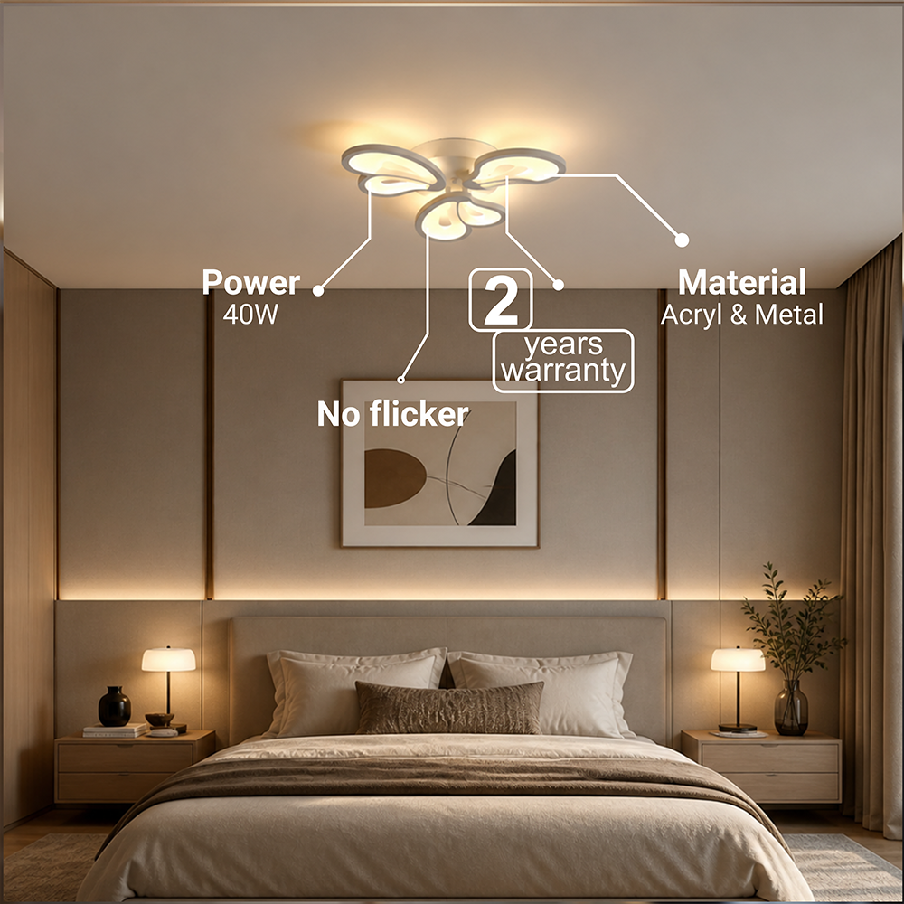 Lustra LED cu telecomanda BLOSSOM 40W, 3 Petale, lumina Rece/Calda/Neutra, Dimabila, Alb, imaginea 5