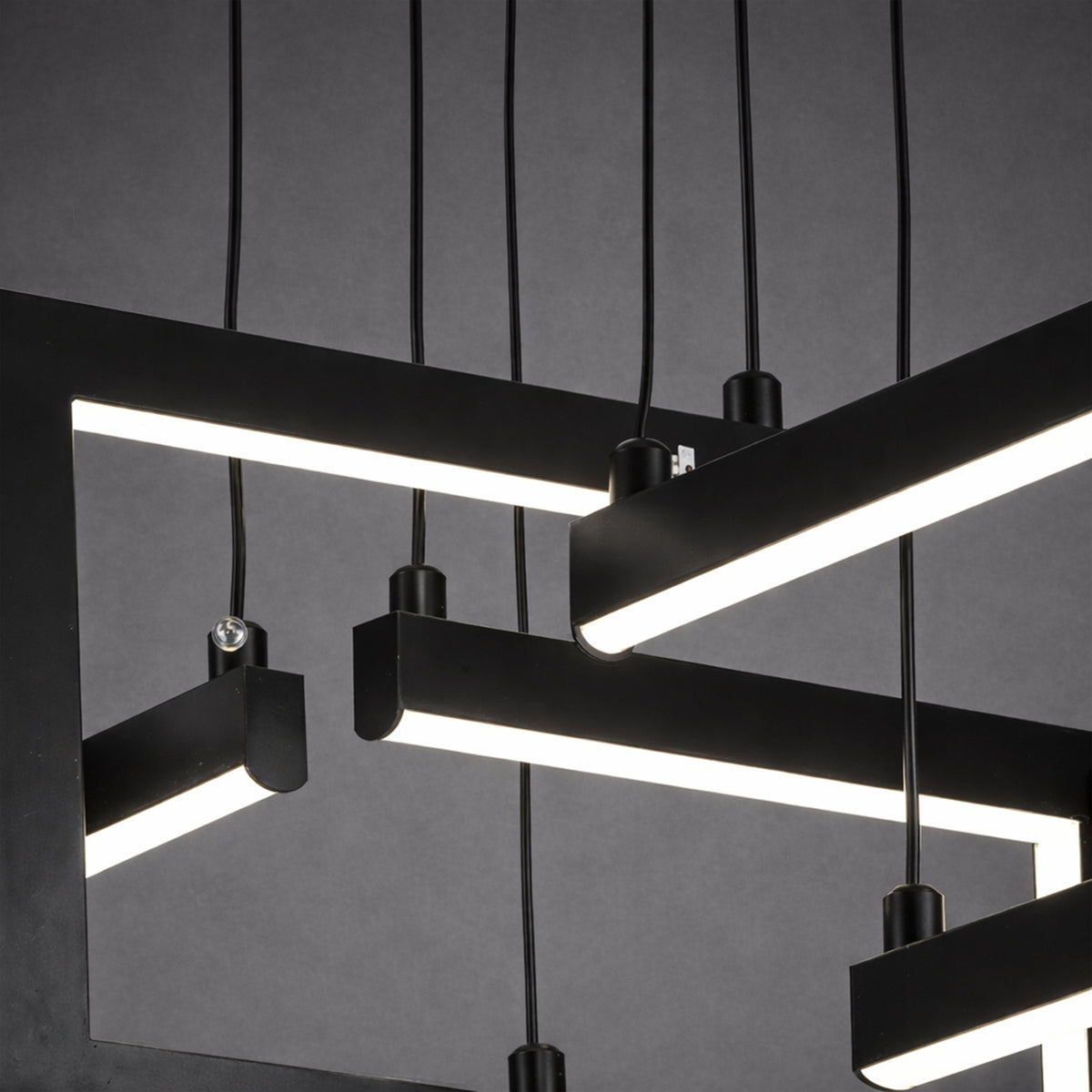 LED luster s diaľkovým ovládačom, suspenzovaný, 96 W, 4 svetlá, studené/cieple/neuterálne svetlo, dimovateľný, nastaviteľná výška, čierny, imaginea 9