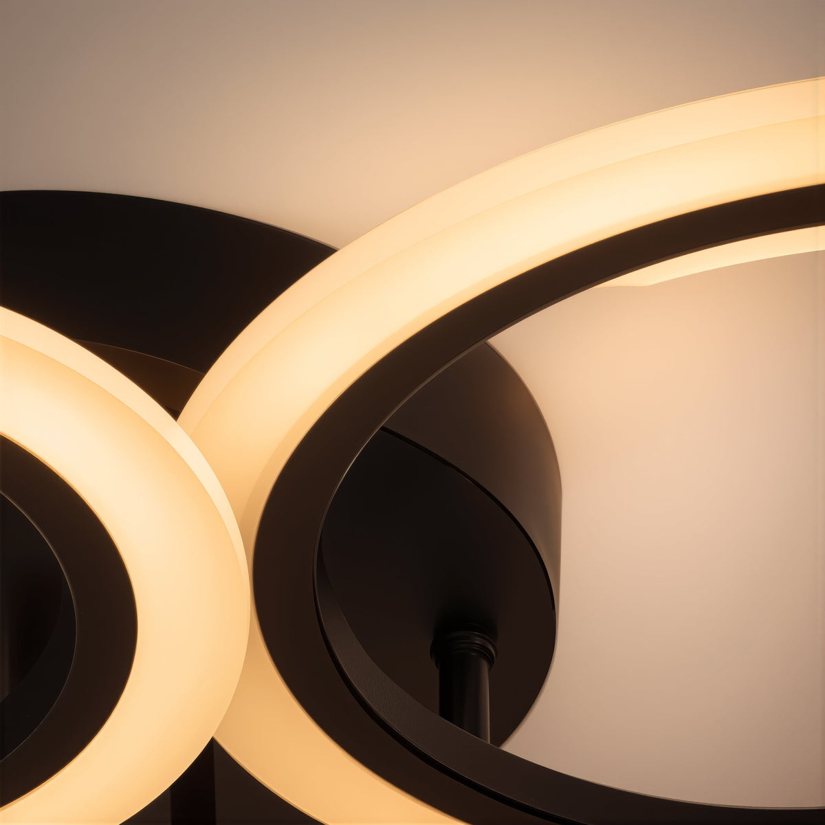 BETTY 82W LED Chandelier with Remote Control, 6 Rings, Cool/Warm/Neutral Light, Dimmable, Black, imaginea 7